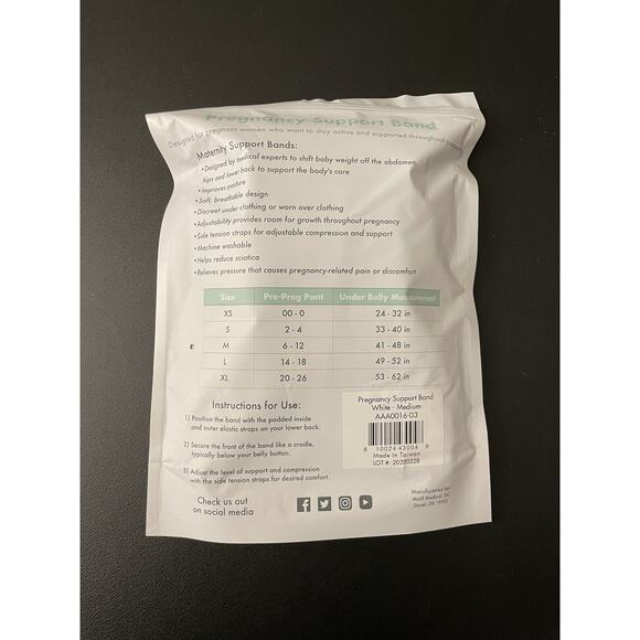 Motif Medical Pregnancy Support Band Maternity Belly Band White Size Medium - Picture 4 of 5